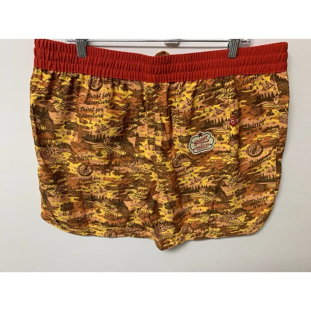 Magellan Outdoors‎ Shorts Mens 2XL Shiner Bock Beer Camo Swim Trunks Fish Gear